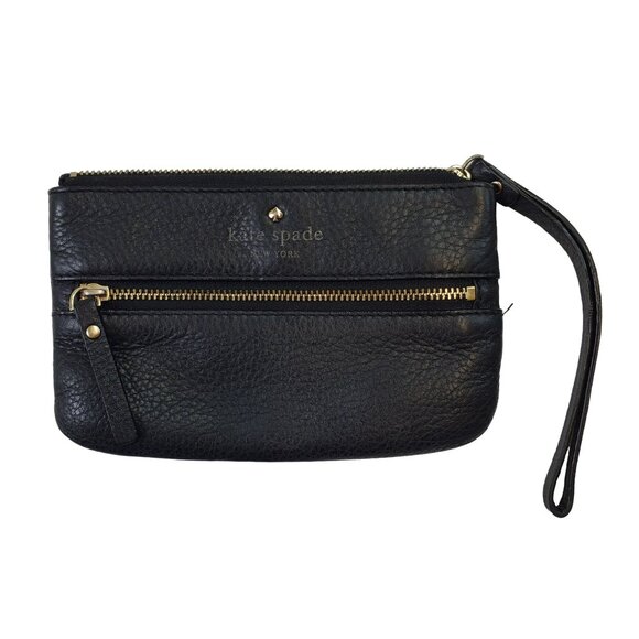 Kate Spade Black Pebble Leather Wristlet Wallet - Picture 1 of 8
